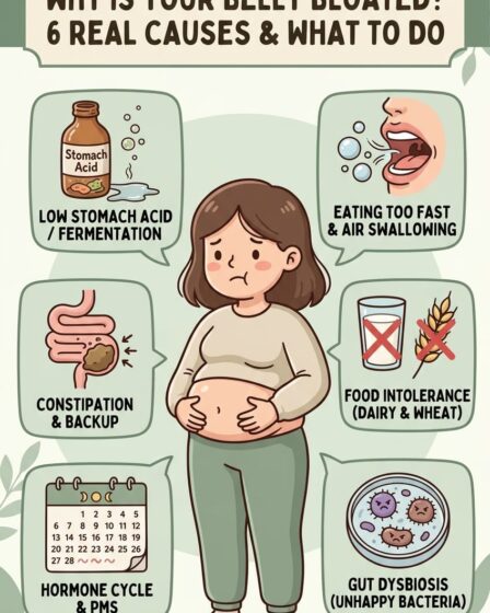 Low stomach acid is the most overlooked cause of bloating — when acid is insufficient, food ferments in the stomach producing gas, and antacids make it worse. Food intolerances cause bloating 30 to 90 minutes after eating. Hormonal bloating worsens before periods. Constipation-related bloating improves after a bowel movement. Matching the remedy to the cause is what makes the difference between temporary relief and actually fixing it.