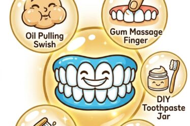 Coconut oil for teeth is not just about whitening. It reduces Streptococcus mutans — the main cavity-causing bacteria — comparably to chlorhexidine mouthwash in clinical studies. It reduces gum inflammation when massaged into the gumline. It heals mouth sores faster through its antimicrobial and anti-inflammatory fatty acids. And it whitens through surface stain removal gently over 4 to 6 weeks. Full guide to all 5 uses on the blog.