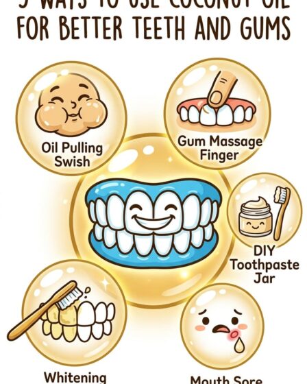 Coconut oil for teeth is not just about whitening. It reduces Streptococcus mutans — the main cavity-causing bacteria — comparably to chlorhexidine mouthwash in clinical studies. It reduces gum inflammation when massaged into the gumline. It heals mouth sores faster through its antimicrobial and anti-inflammatory fatty acids. And it whitens through surface stain removal gently over 4 to 6 weeks. Full guide to all 5 uses on the blog.