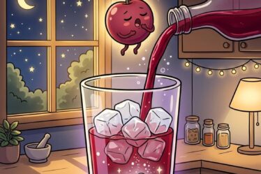 Half a cup of tart cherry juice, one tablespoon of magnesium glycinate powder, half a cup of sparkling water, over ice, 30 to 60 minutes before bed. That is the sleepy girl mocktail. Tart cherry juice contains naturally occurring melatonin and tryptophan. Magnesium glycinate activates the parasympathetic nervous system and regulates GABA. A study found tart cherry juice significantly increased sleep time and efficiency. Full recipe and 4 variations on the blog.