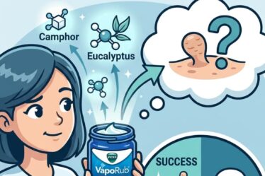 Camphor in Vicks VapoRub has documented tissue-reducing properties. Combined with eucalyptus oil's astringent effects and the occlusive petrolatum base that keeps both compounds in contact with the skin tag overnight, the mechanism is plausible. Apply generously overnight under a bandage nightly for 2 to 3 weeks. Works for some skin tags — does not work for all. Honest comparison with ACV and tea tree oil plus full method guide on the blog.
